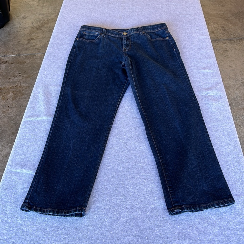 EUC Style & Co. Dark blue straight leg jeans - Size 14 PETITE.